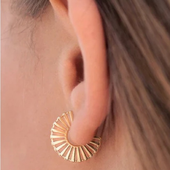 Gold Wheel Flat Hoops - Picture 6 of 6